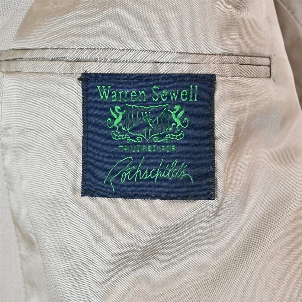 Vtg USA Made 44R Khaki Gold Button‎ Mens Blazer Suit Jacket Sport Coat
